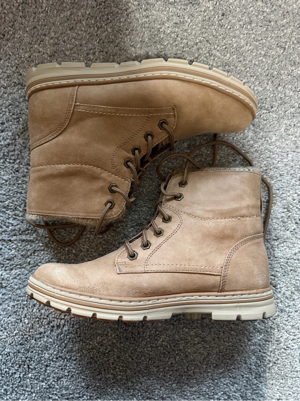 Tan Suede Lace-Up Boots